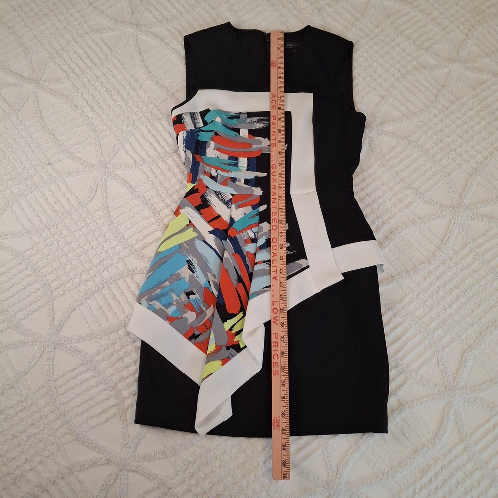 BCBG MAX AZRIA Womens 4 Alessandra Dress Black Abstract Colorblock Sheath NWT - Picture 2 of 10